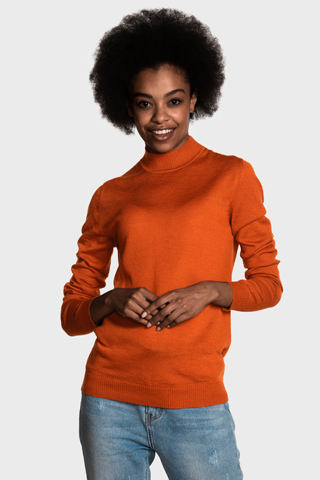 Mock neck sweater in pure merino wool (Tiger)
