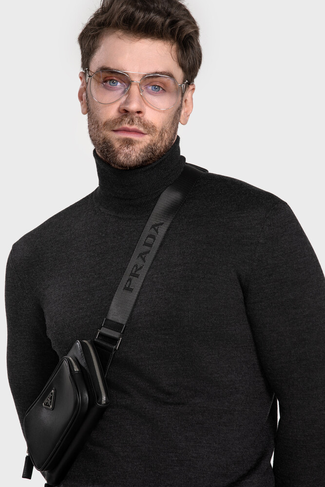 Turtleneck sweater in pure merino wool (Antracite Melange)