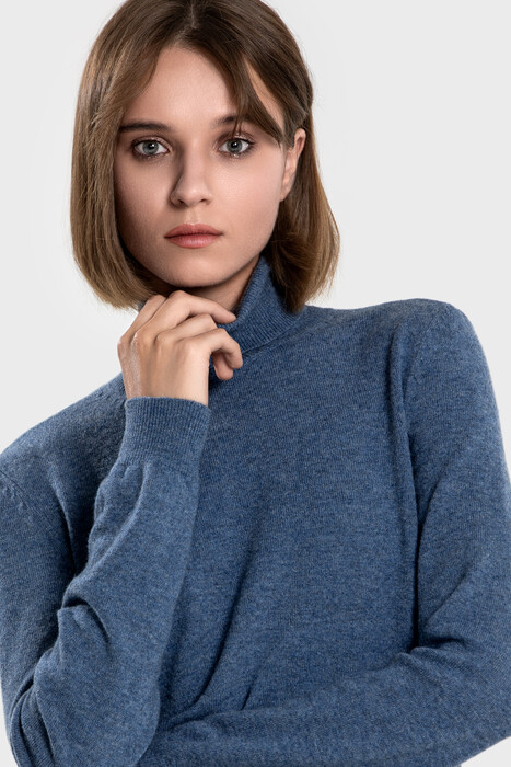 Жіночий кашеміровий светр з високою стійкою (Atlantic Melange)