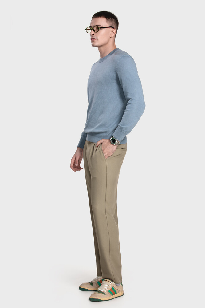 Crewneck sweater in cotton cashmere blend (Medusa)