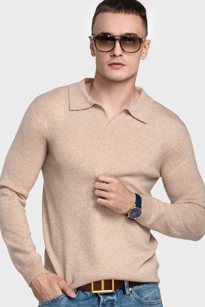 Pure wool seamless men's sweater (Granelle Melange)