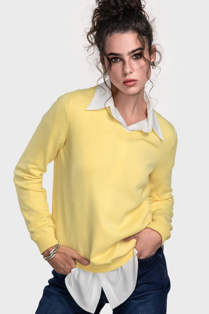 Сrew neck sweater in organic cotton blend (Ginestra)