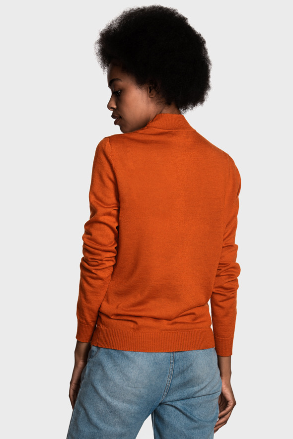 Женский шерстяной свитер с небольшой стойкой  (Tiger Orange)