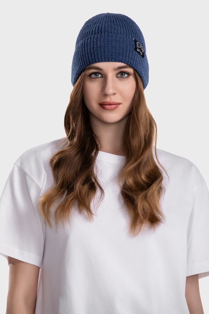 Ribbed beanie in pure merino wool (Minio Melange)
