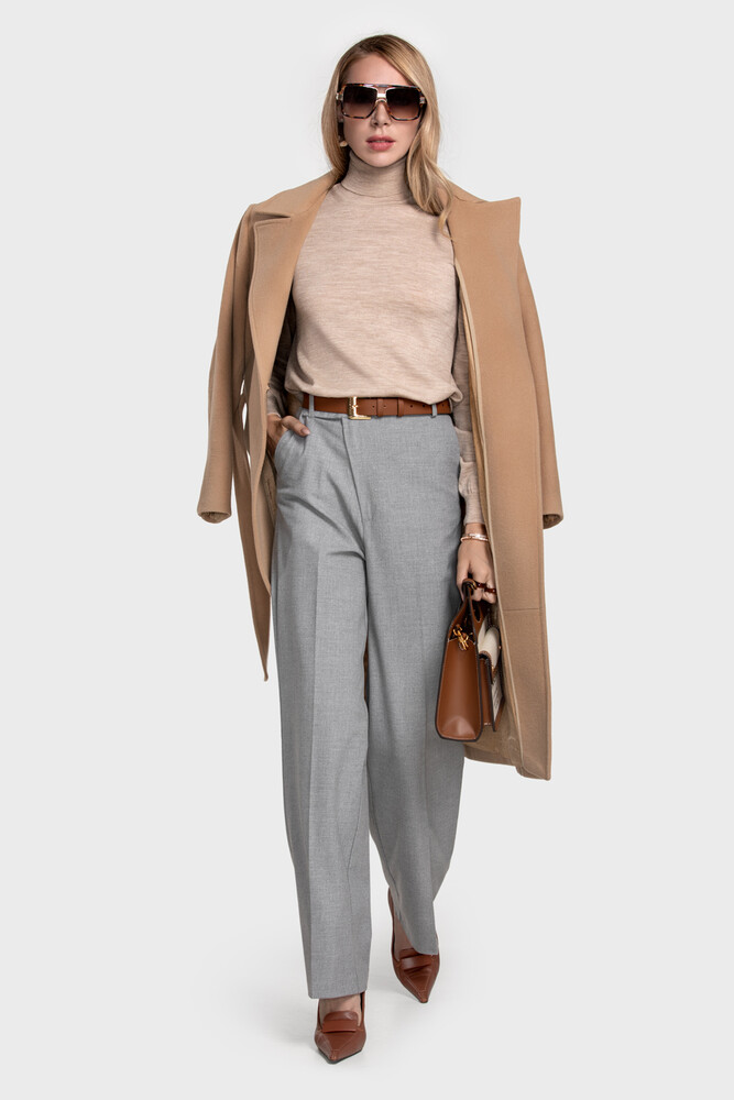 Turtleneck sweater in pure merino wool (Tortora Melange)