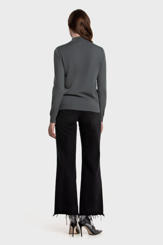Mock neck sweater in merino wool blend (Topo)