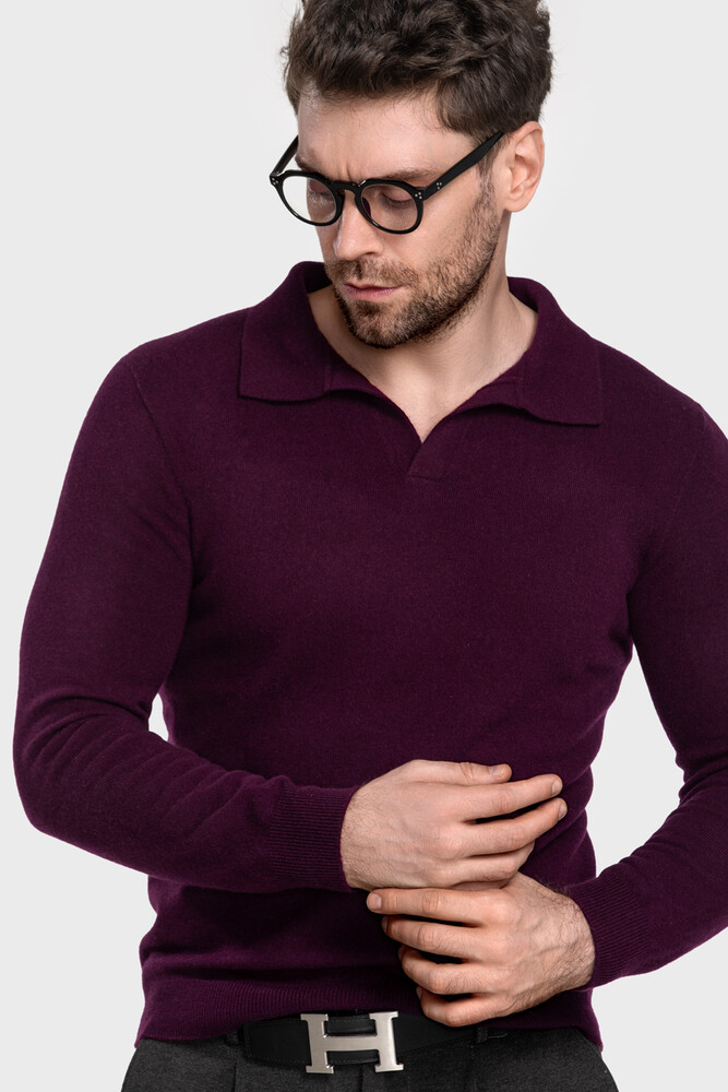 Pure wool seamless men's sweater (Maroon)