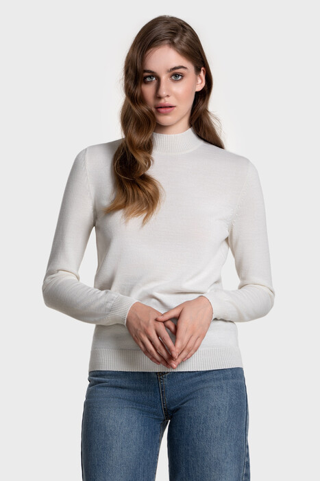 Жіночий вовняний светр з невеликою стійкою (Bianco)