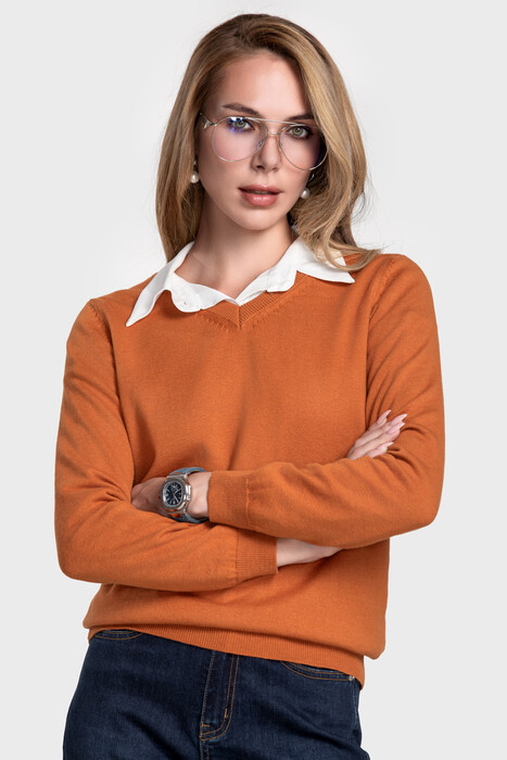 Сrew neck sweater in organic cotton blend (Mattone)