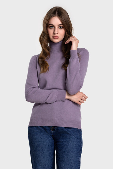 Жіночий кашеміровий светр з високою стійкою (Lavender)