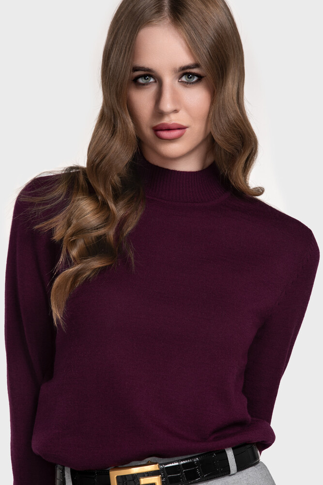Mock neck sweater in merino wool blend (Amarena)
