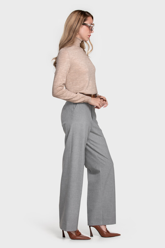 Turtleneck sweater in pure merino wool (Tortora Melange)