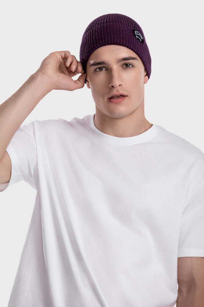 Ribbed beanie in merino wool blend (Vinaccia Melange)