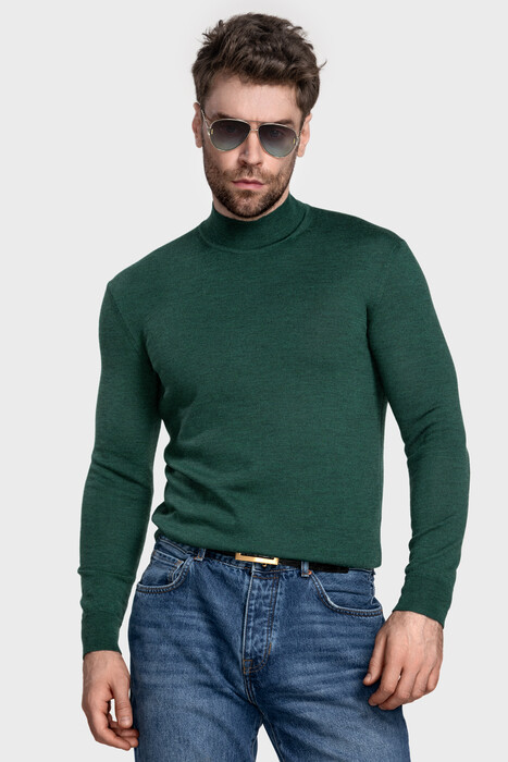 Mock neck sweater in pure merino wool (Pino Melange)