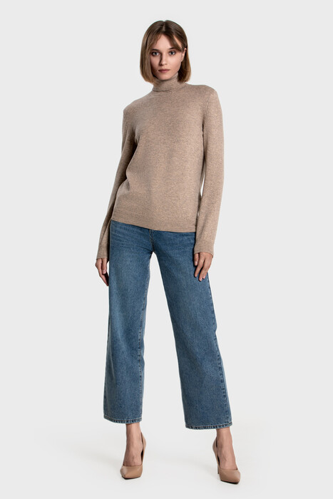 Жіночий кашеміровий светр з високою стійкою (Beige Melange)
