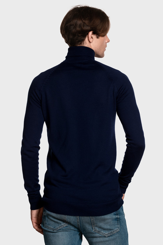 Turtleneck sweater in merino wool blend (Marine)
