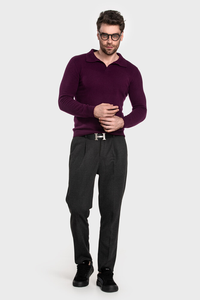 Pure wool seamless men's sweater (Maroon)
