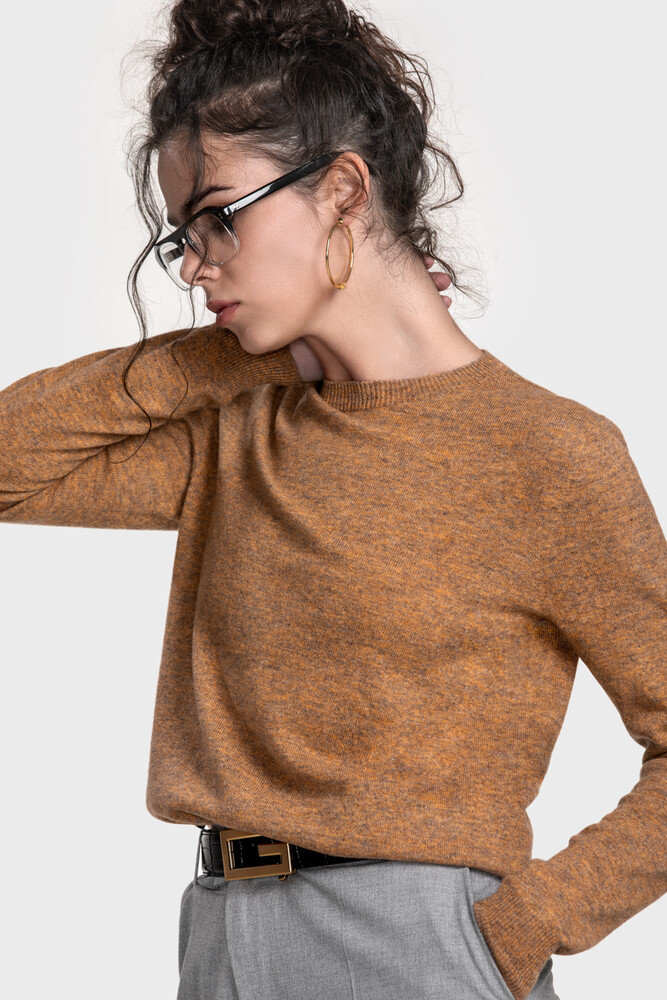 Безшовний джемпер з преміальної чистої вовни (Tabacco Melange)