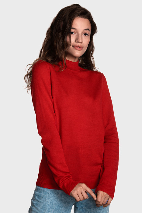 Женский шерстяной свитер с небольшой стойкой  (Chili Red)