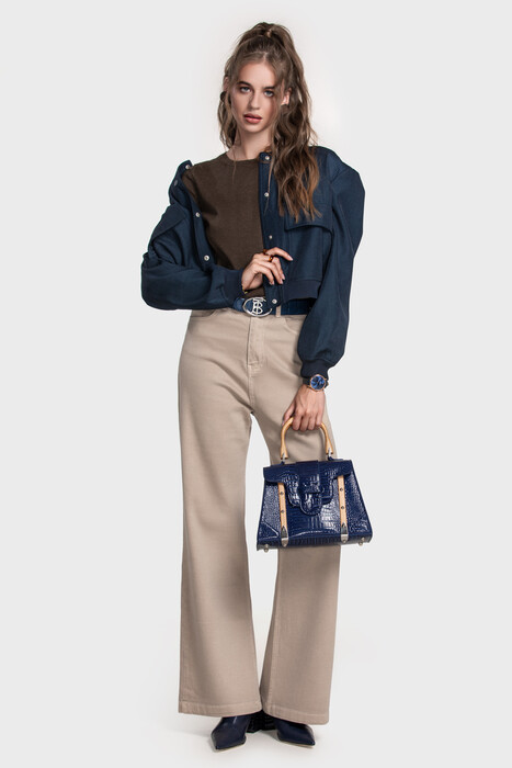 Сrew neck sweater in organic cotton blend (Espresso Melange)