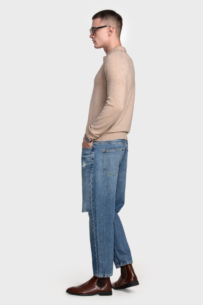 Pure wool seamless men's sweater (Granelle Melange)