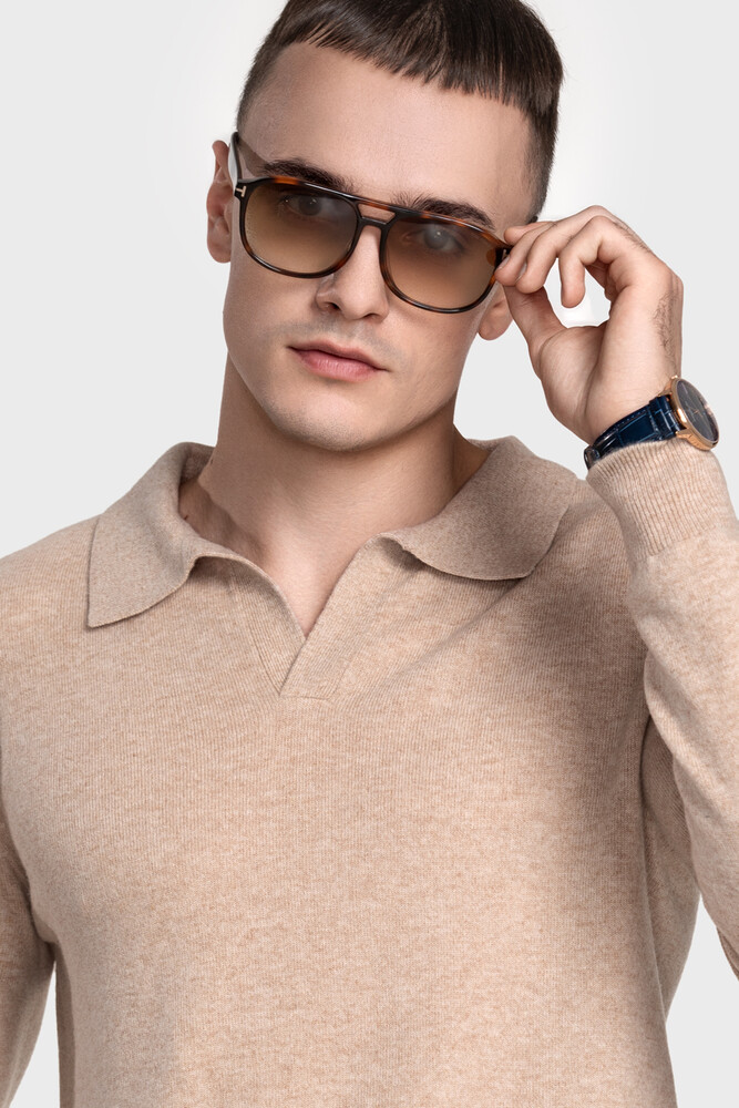 Pure wool seamless men's sweater (Granelle Melange)