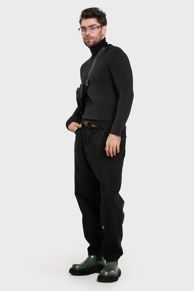 Turtleneck sweater in pure merino wool (Antracite Melange)