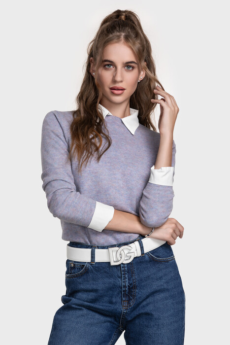 Безшовний джемпер з преміальної чистої вовни (Mirtillo Melange)