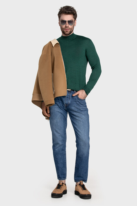 Mock neck sweater in pure merino wool (Pino Melange)