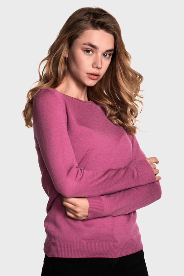Женский шерстяной свитер с круглой горловиной (Fandango pink)