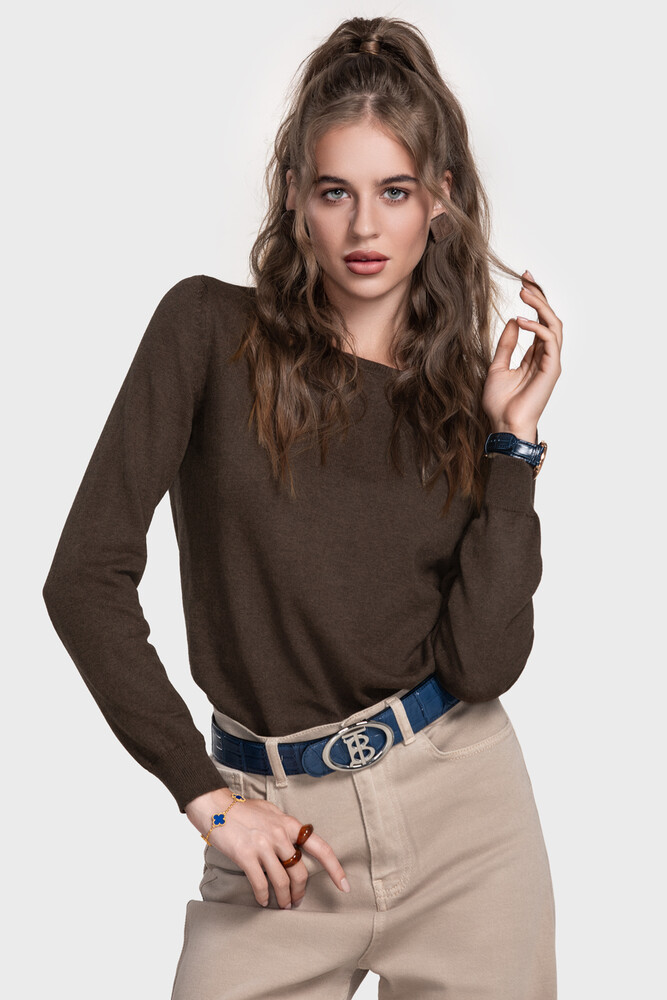 Жіночий джемпер з бавовни та кашеміру (Espresso Melange)