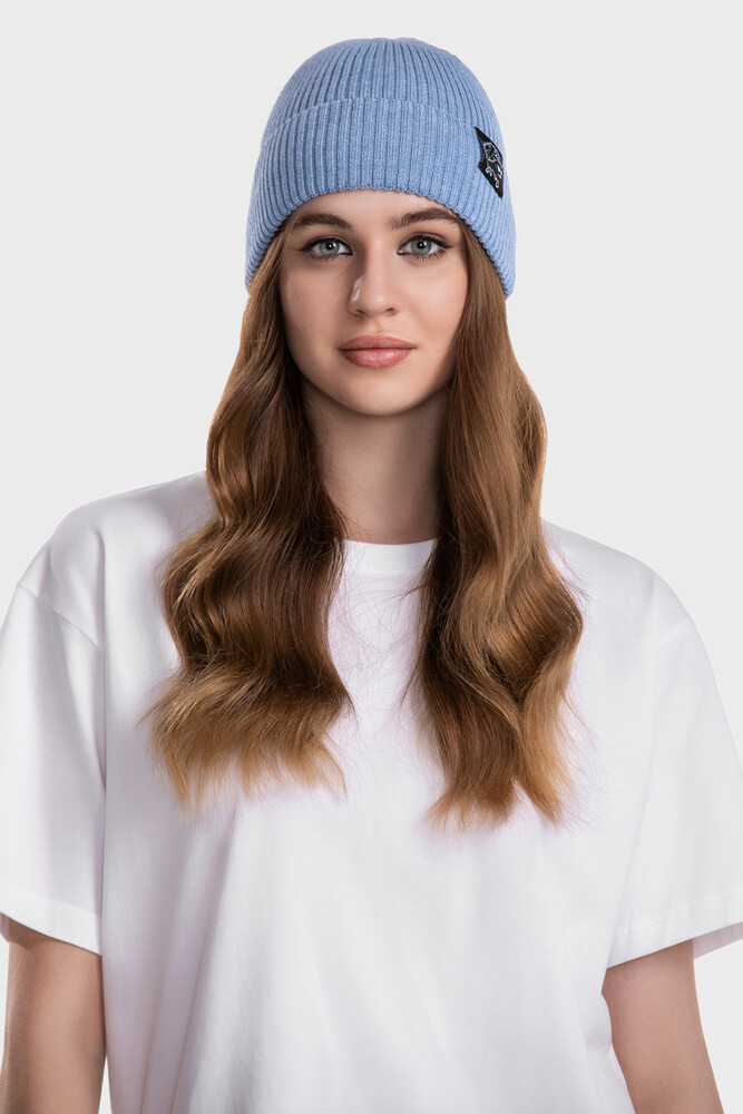 Ribbed beanie in merino wool blend (Delfino Melange)
