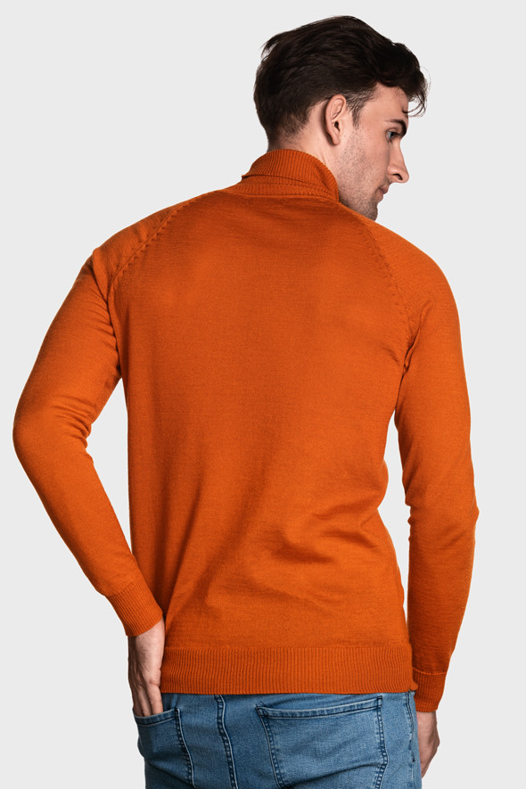Мужской шерстяной свитер с высокой стойкой (Tiger Orange)