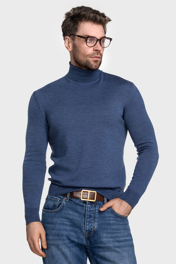 Turtleneck sweater in pure merino wool (Minio Melange)