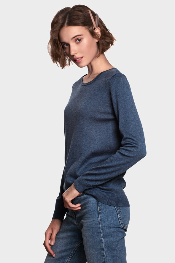 Жіночий бавовняний светр з круглою горловиною (Indaco Melange)