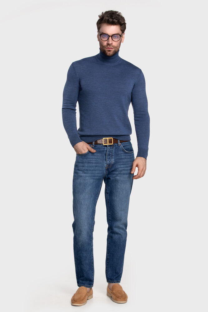 Turtleneck sweater in pure merino wool (Minio Melange)