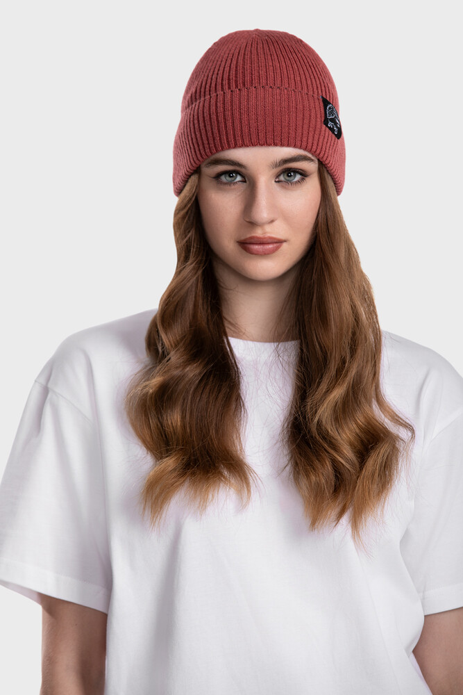 Ribbed beanie in pure merino wool (Cordovan)