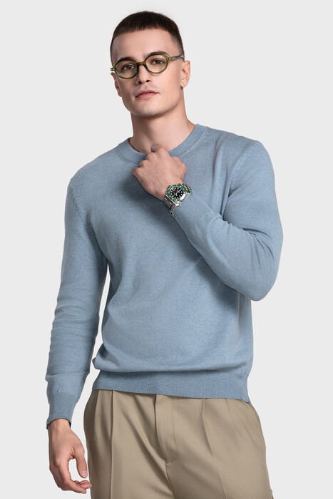 Crewneck sweater in cotton cashmere blend (Medusa)