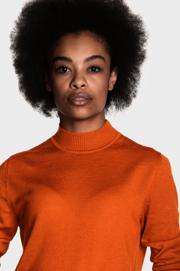 Жіночий вовняний светр з невеликою стійкою (Tiger Orange)