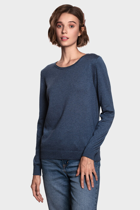 Жіночий бавовняний светр з круглою горловиною (Indaco Melange)