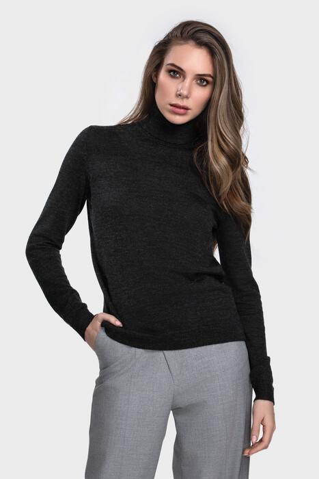 Жіночий вовняний светр з високою стійкою (Antracite Melange)