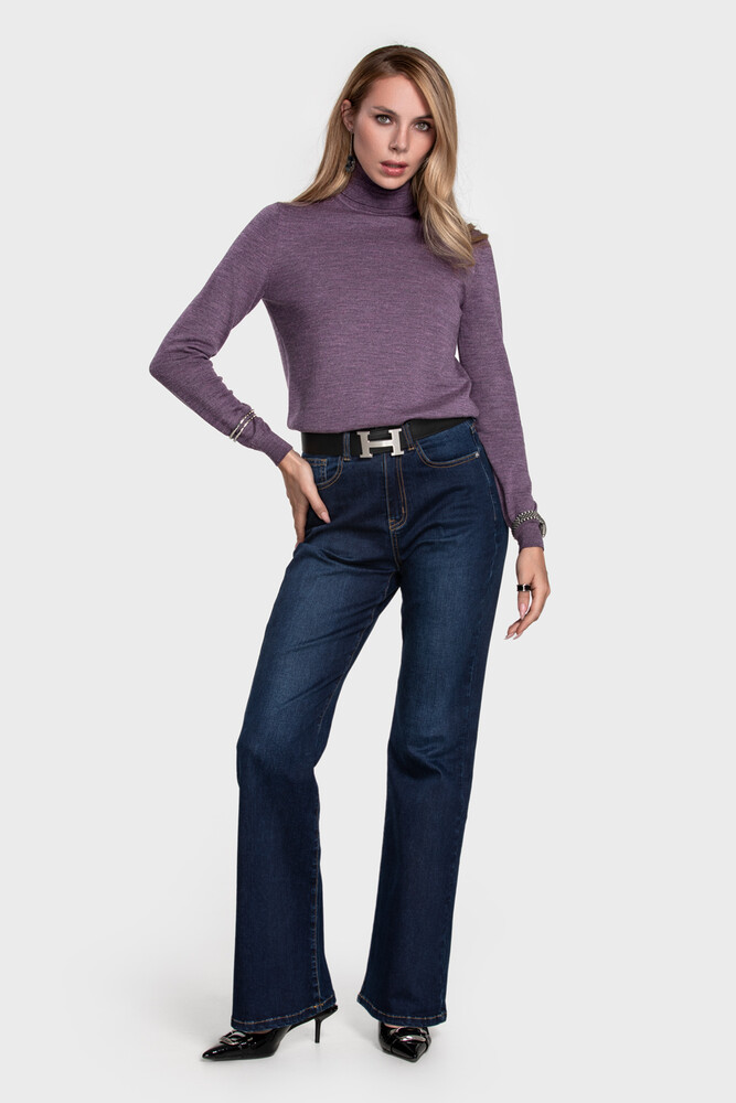 Turtleneck sweater in pure merino wool (Ametista Melange)