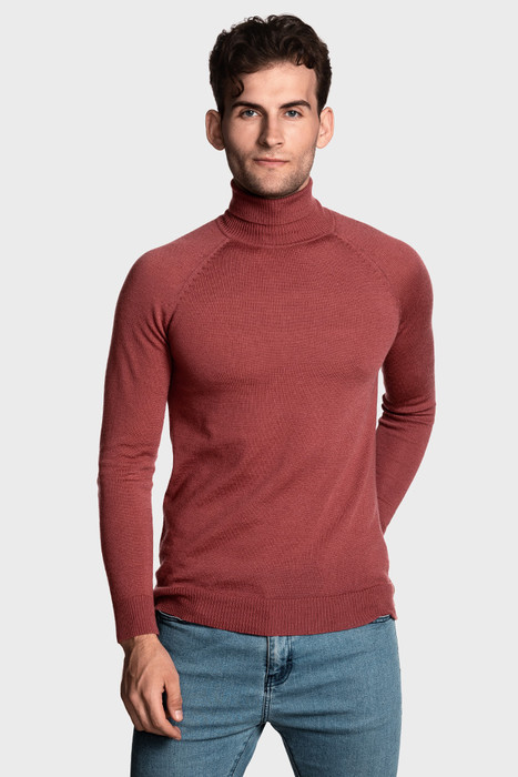 Чоловічий вовняний светр з високою стійкою (Cordovan Pink)