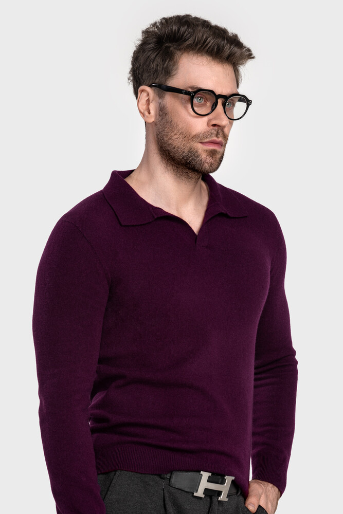 Pure wool seamless men's sweater (Maroon)