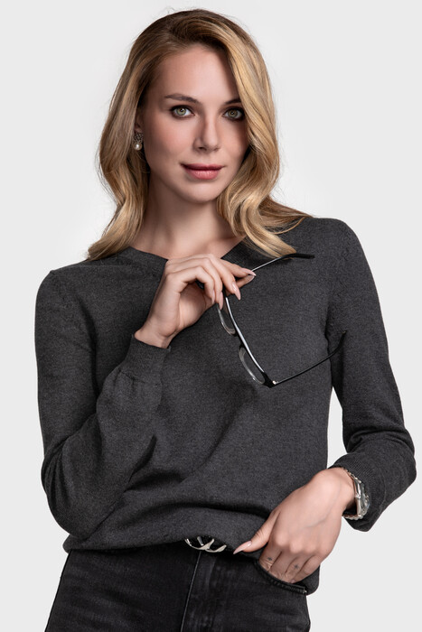 Сrew neck sweater in organic cotton blend (Grafite Melange)