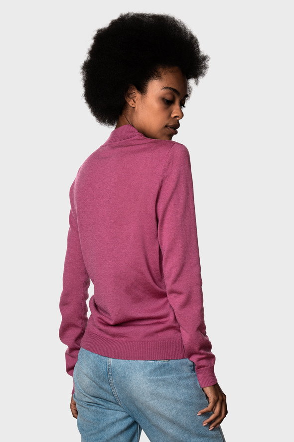 Женский шерстяной свитер с небольшой стойкой  (Fandango Pink)