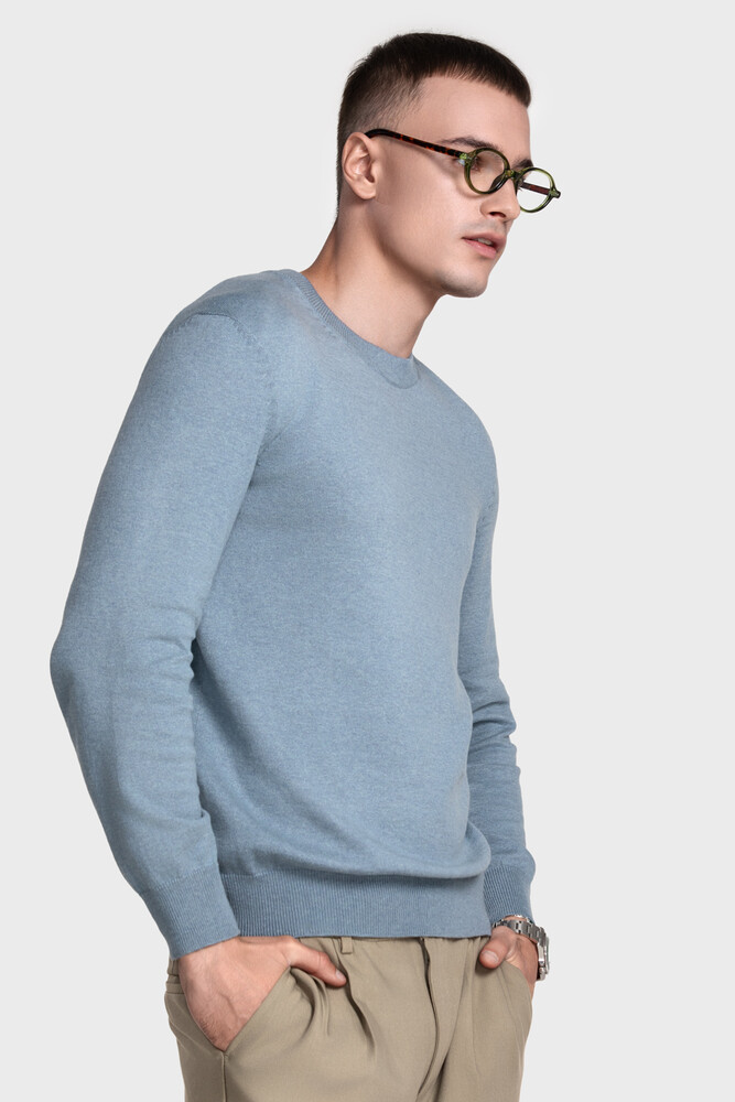 Crewneck sweater in cotton cashmere blend (Medusa)