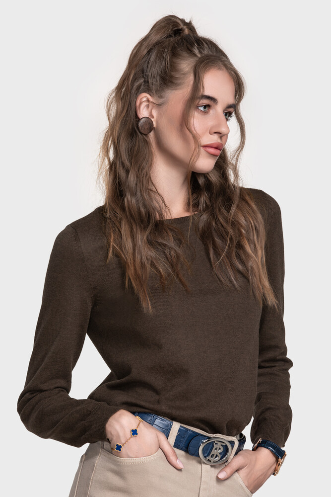 Жіночий джемпер з бавовни та кашеміру (Espresso Melange)