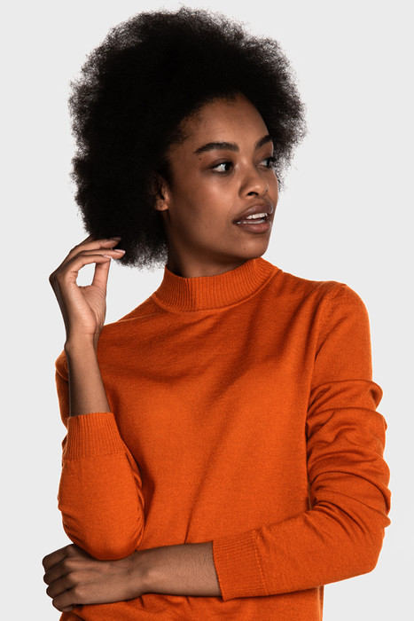Жіночий вовняний светр з невеликою стійкою (Tiger Orange)