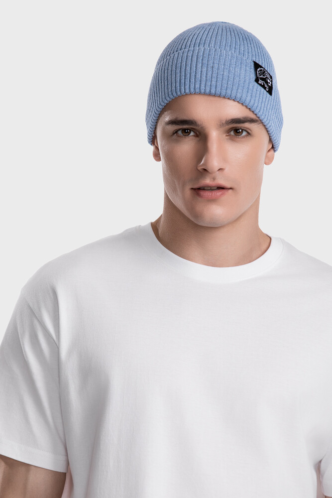 Ribbed beanie in merino wool blend (Delfino Melange)